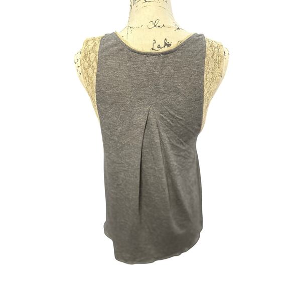 Tiny Sequin & Lace Mixed Media Tank Top Gray Beige – Size M - Picture 2 of 8